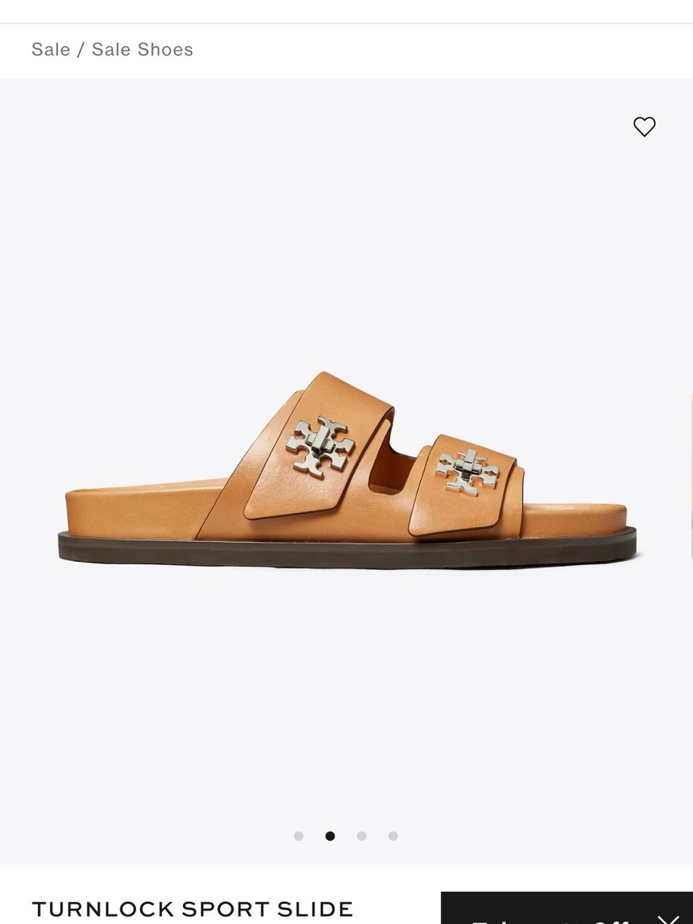 Tory Burch Double Strap Turnlock Slide — Cognac Leather size 7 - Picture 3 of 4